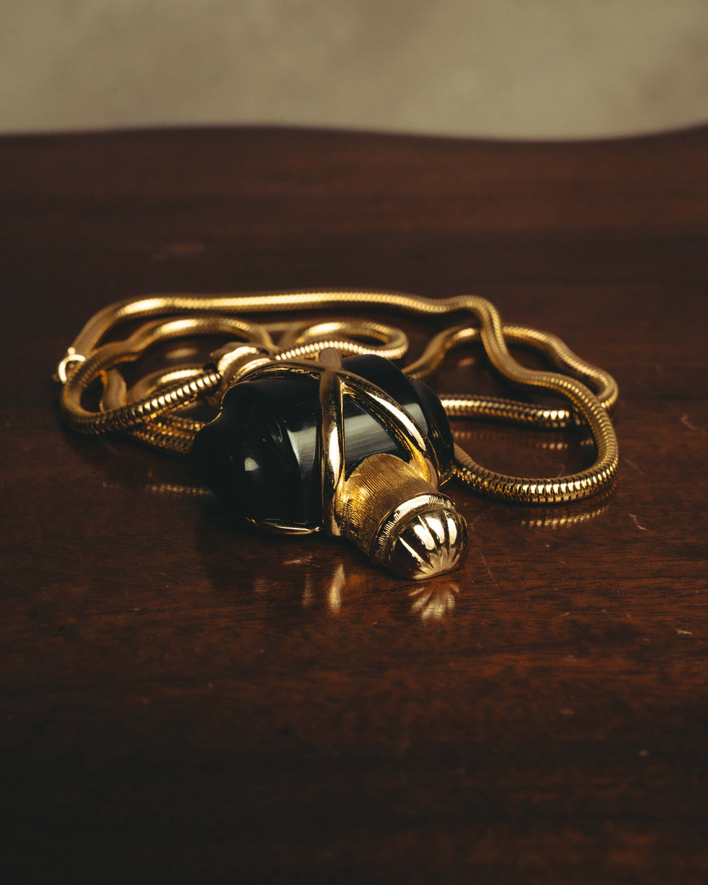 "Christian Dior" 1974 Sculptural black pendant necklace