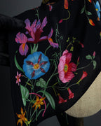 "GUCCI" Flower＆insect motif silk scarf