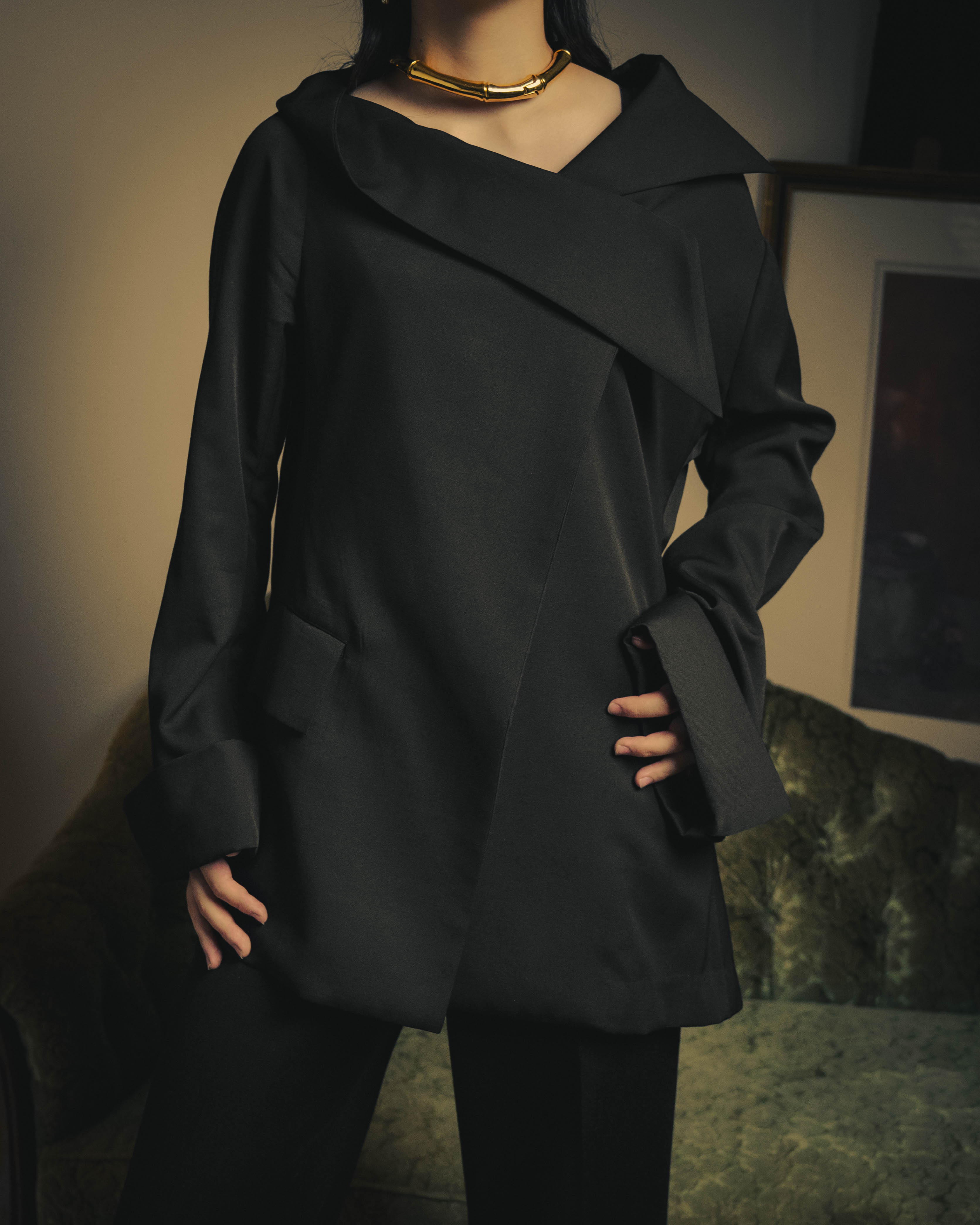 –SPECIAL– "Yohji Yamamoto" 98AW Sculptural asymmetric draped wool jacket