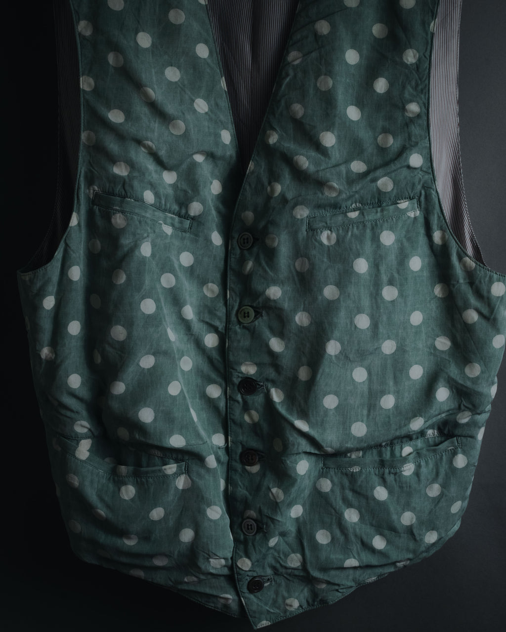 "COMME des GARÇONS HOMME"
Early 90s polka-dot rayon tailored vest
