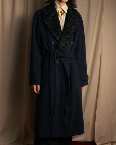 '-SPECIAL- "CARUSO"
Fur collar design belted melton coat
