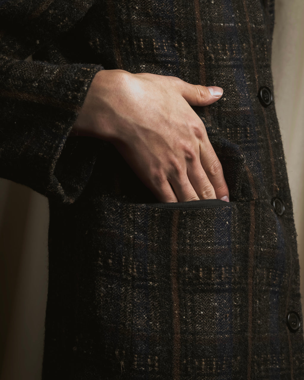 Abrigo de mezcla de lana con cuadros texturizados de los años 90-00 de "MARNI"