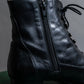 "YVES SAINT LAURENT" Side zip design lace up heel boots