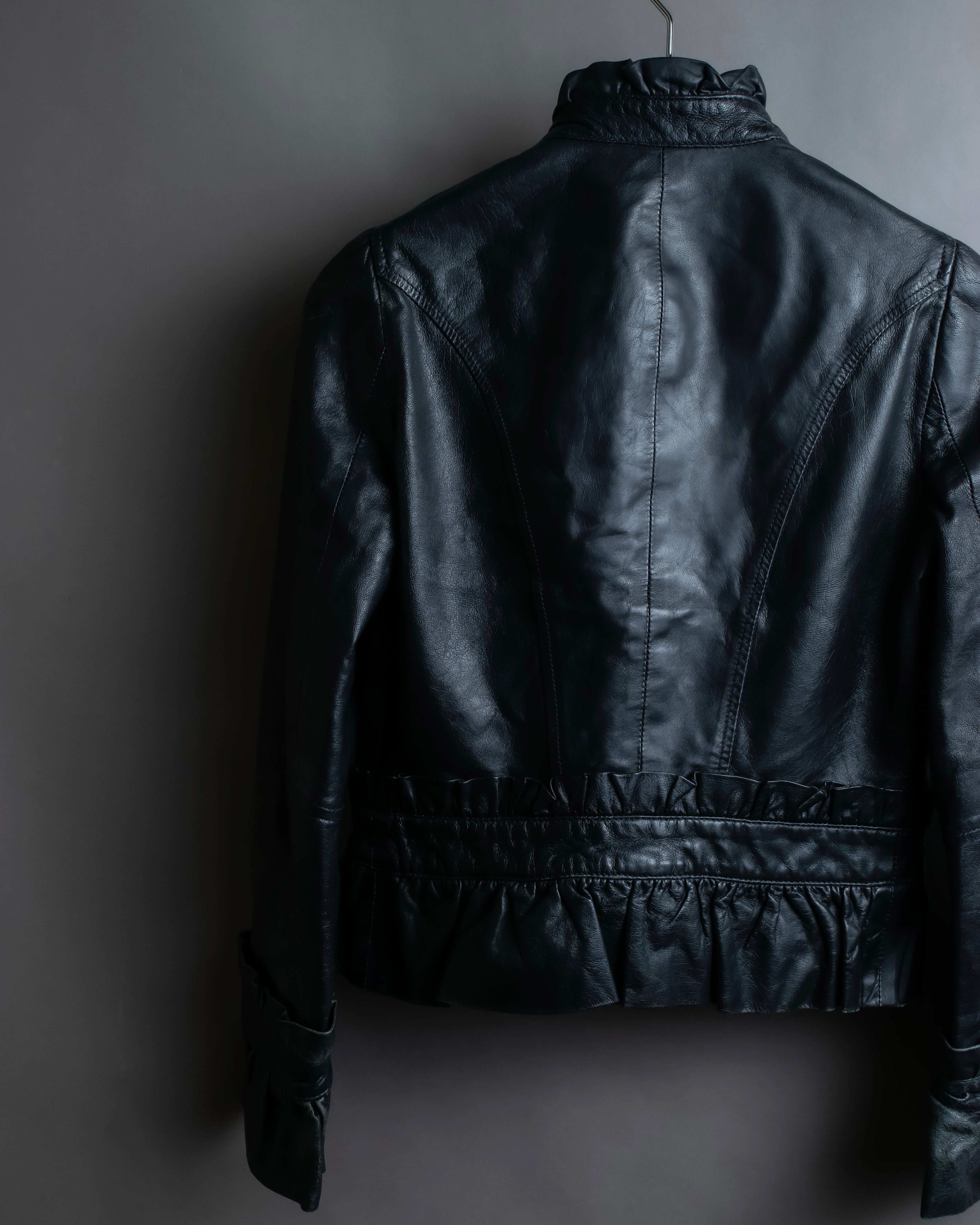 "RED VALENTINO" Gather design lamb leather jacket