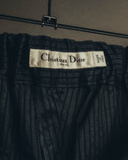 "Christian Dior" 20's Sheer striped silk cotton wide-leg trousers