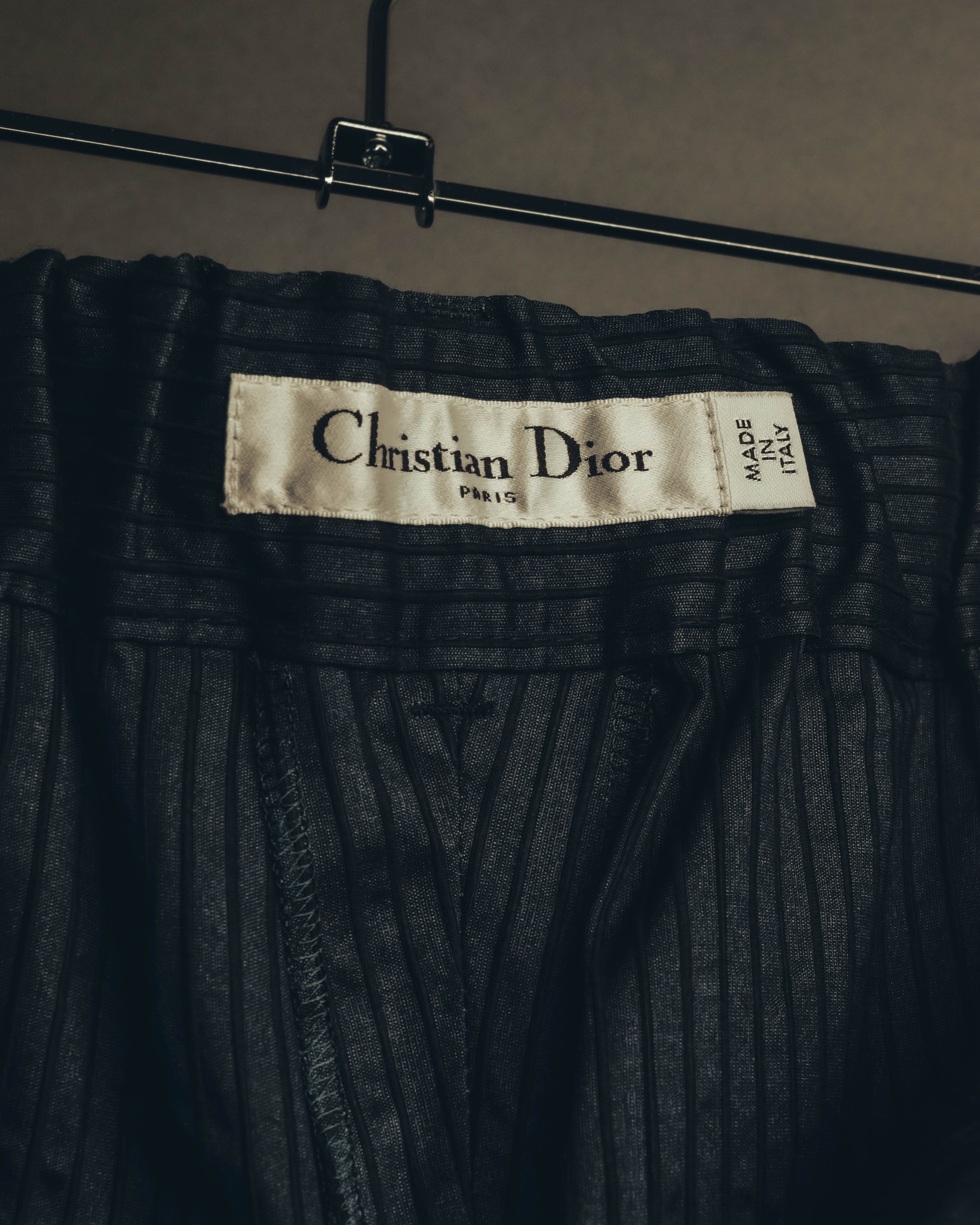 "Christian Dior" 20's Sheer striped silk cotton wide-leg trousers