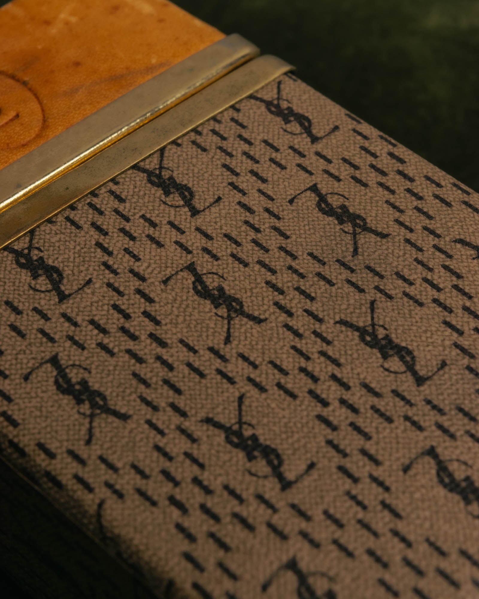 "Yves Saint Laurent" 70's-80's Vintage monogram canvas leather cigarette case