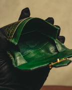 "Yves Saint Laurent" 80's Dark green crocodile compact wallet
