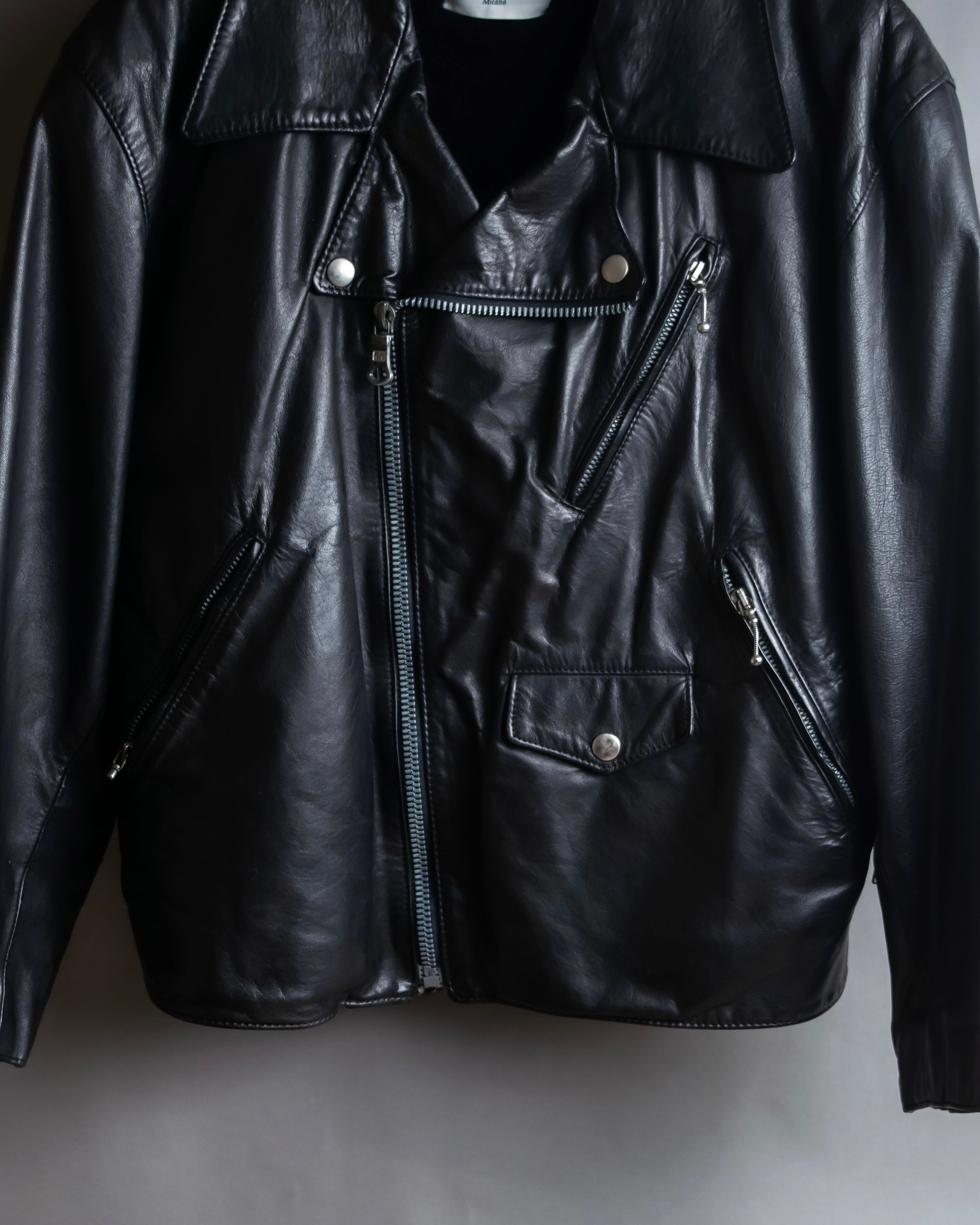 "MOSCHINO" Box silhouette leather double rider jacket