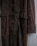"LOEWE" 80's flowing line suede leather chester coat