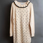 "Christian Dior" Star print frill detail cable knit tunic pullover