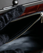 "JEAN PAUL GAULTIER" Logo engraved crocodile embossed 2way leather bag