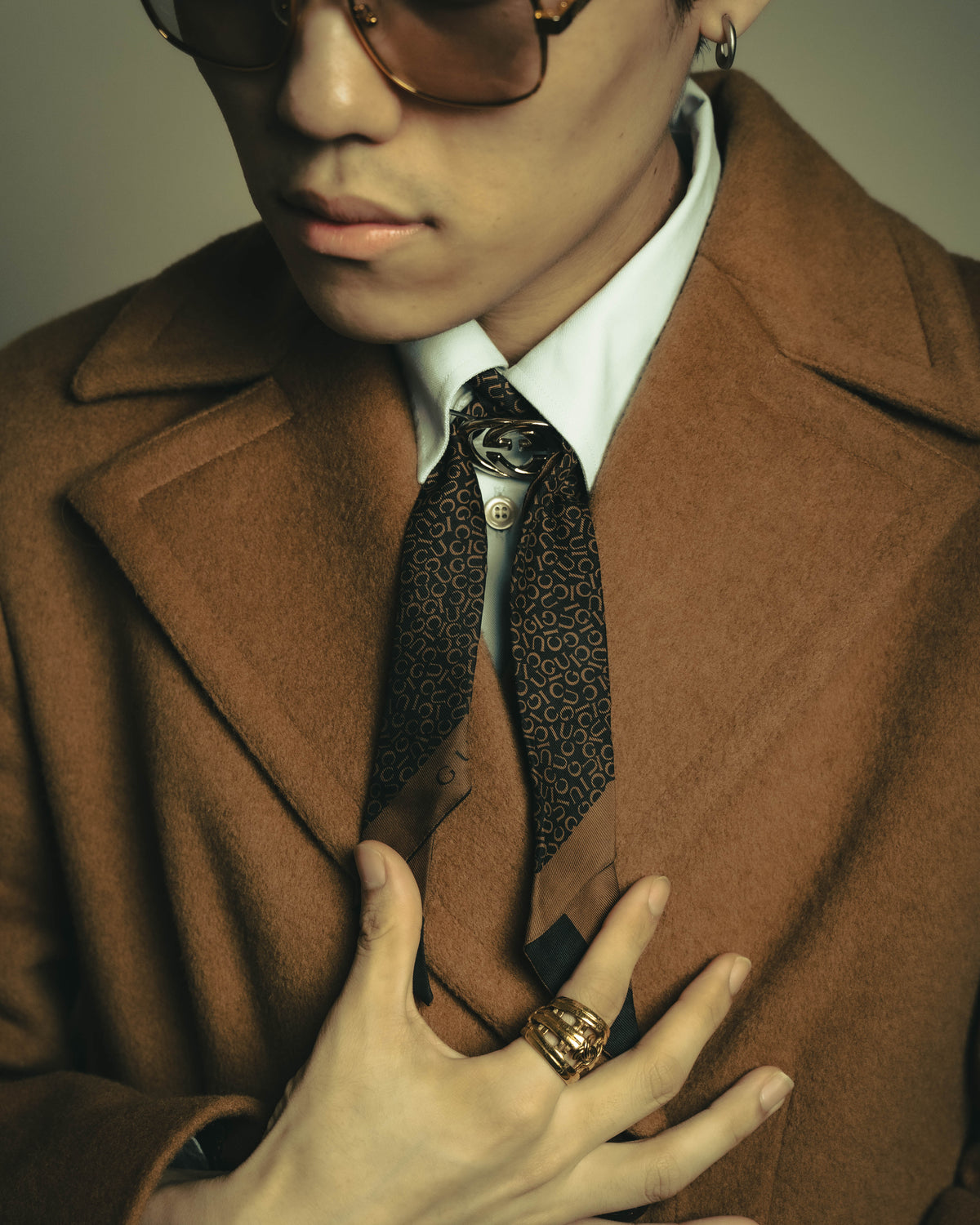 -SPECIAL- "Salvatore Ferragamo" 90's Double-breasted camel wool blend long coat