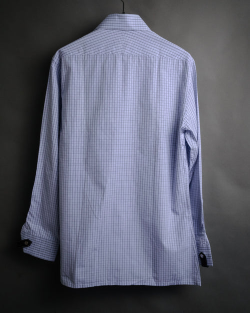 “HERMÈS” 2000-2008 H jacquard leather cuff shirt