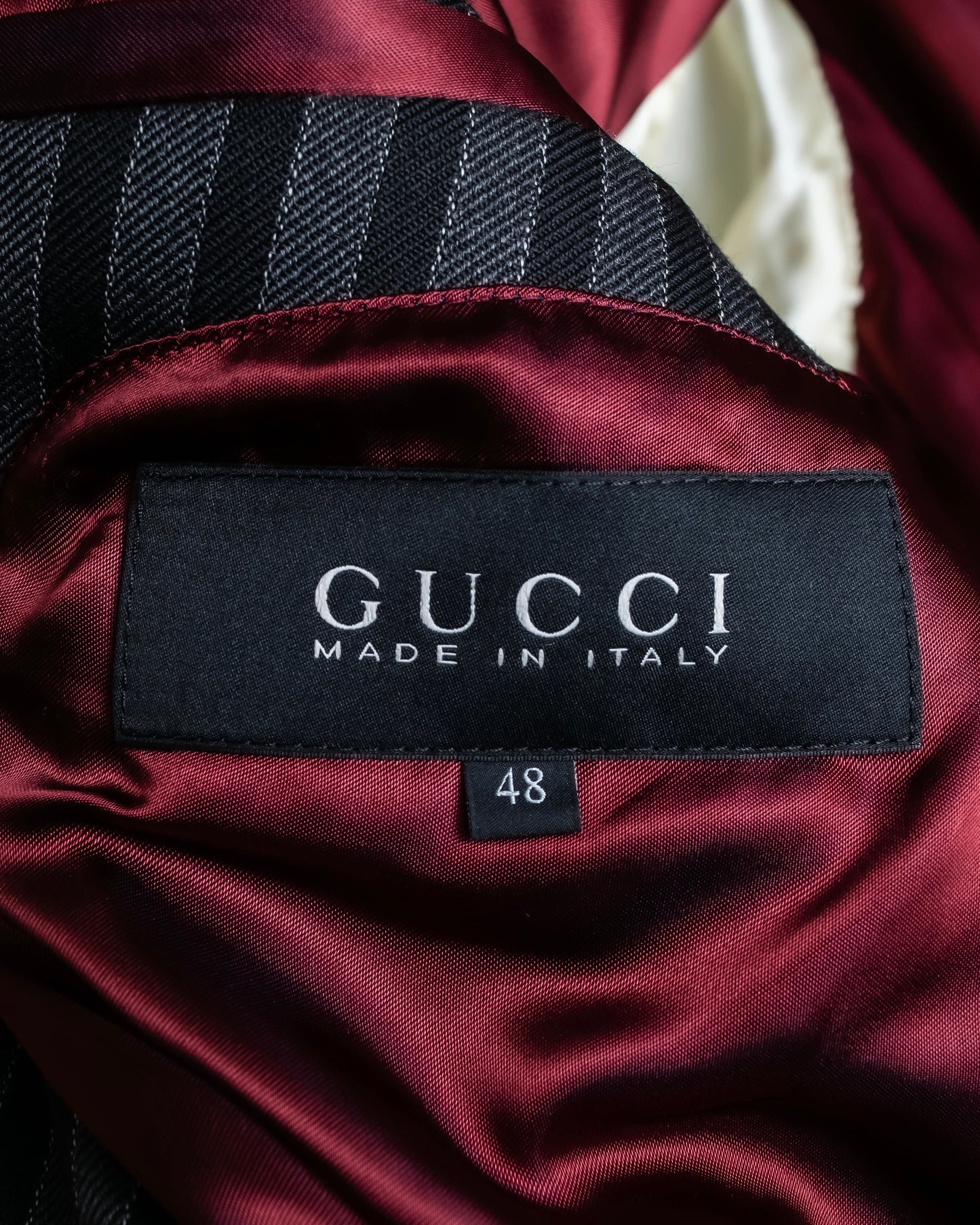 "GUCCI" Velour upper collar design thick stripe pattern chester coat