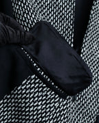 "Christian Dior" Jacquard switching design no-collar jacket