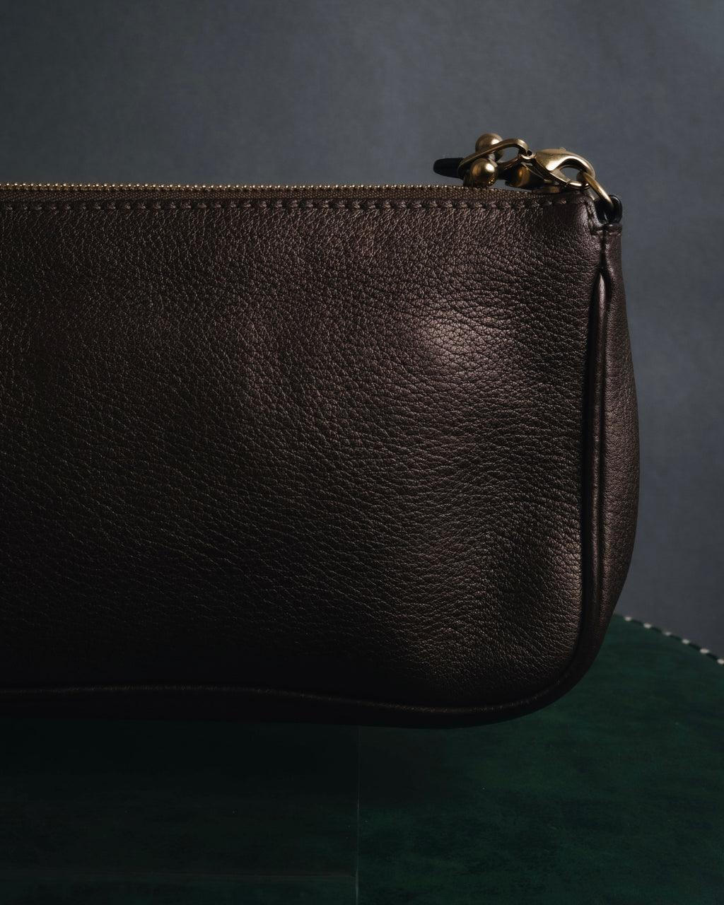 "Salvatore Ferragamo" 2000’s gathered metallic leather ball-link shoulder bag