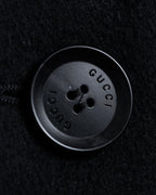 "GUCCI" Michele period solid black wool tailored coat