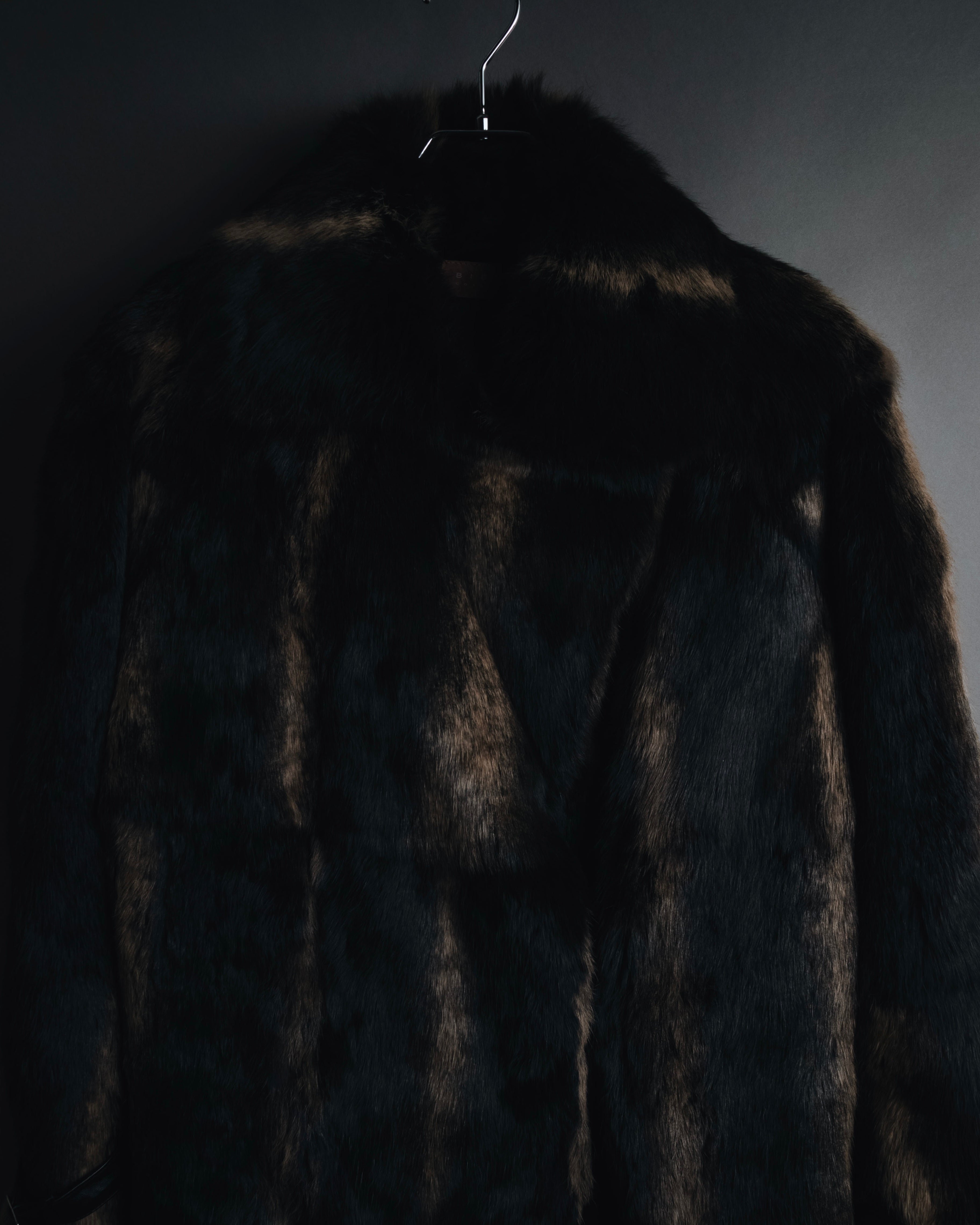 "BIEMME" 00’s striped rabbit fur belted coat