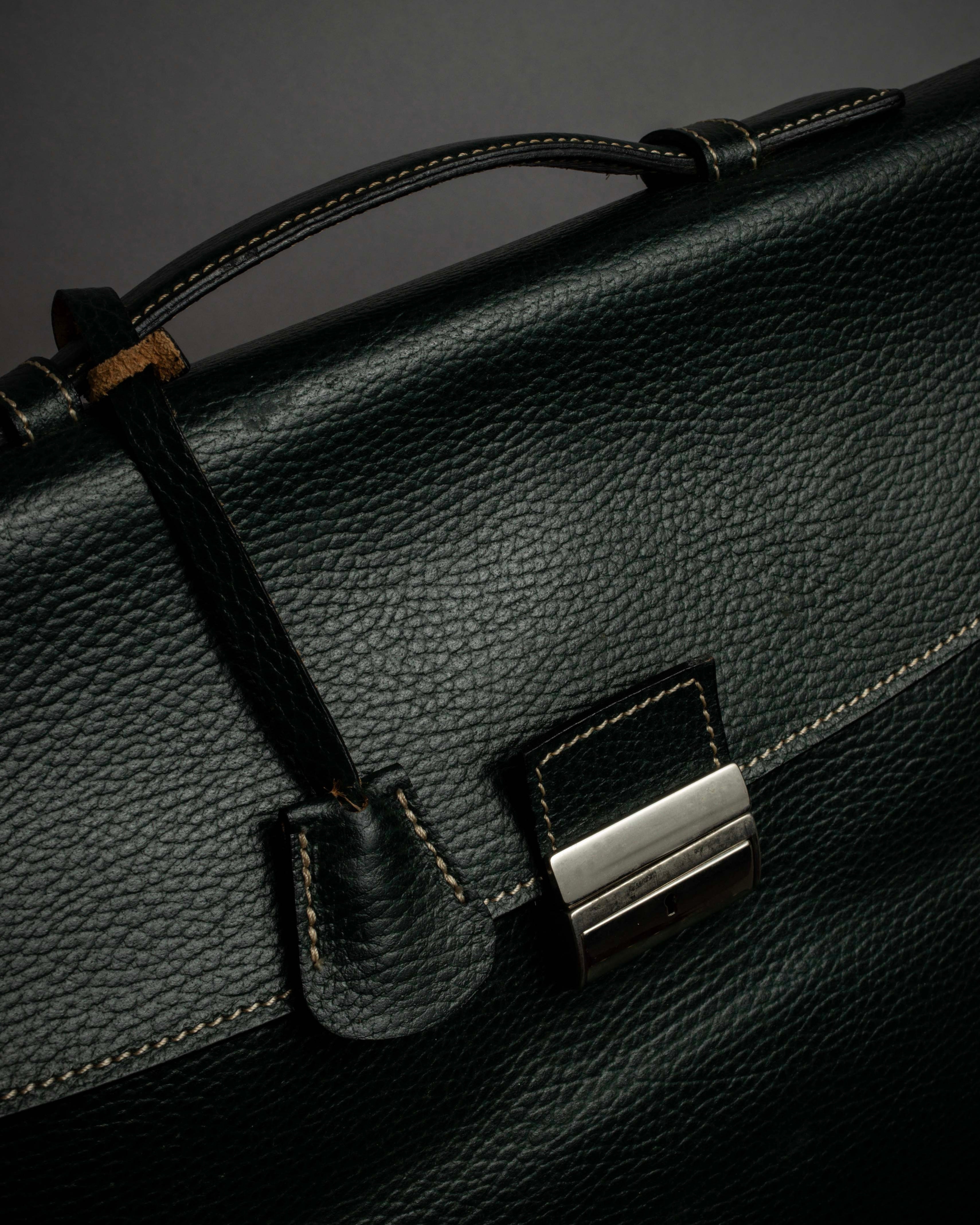 "E. MARINELLA Sottobraccio" Slide closure design 2way leather bag