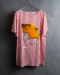 "Christian Dior" Stripe pattern front print tunic