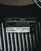 "Salvatore Ferragamo" 00's-10's Monochrome striped cotton knit polo