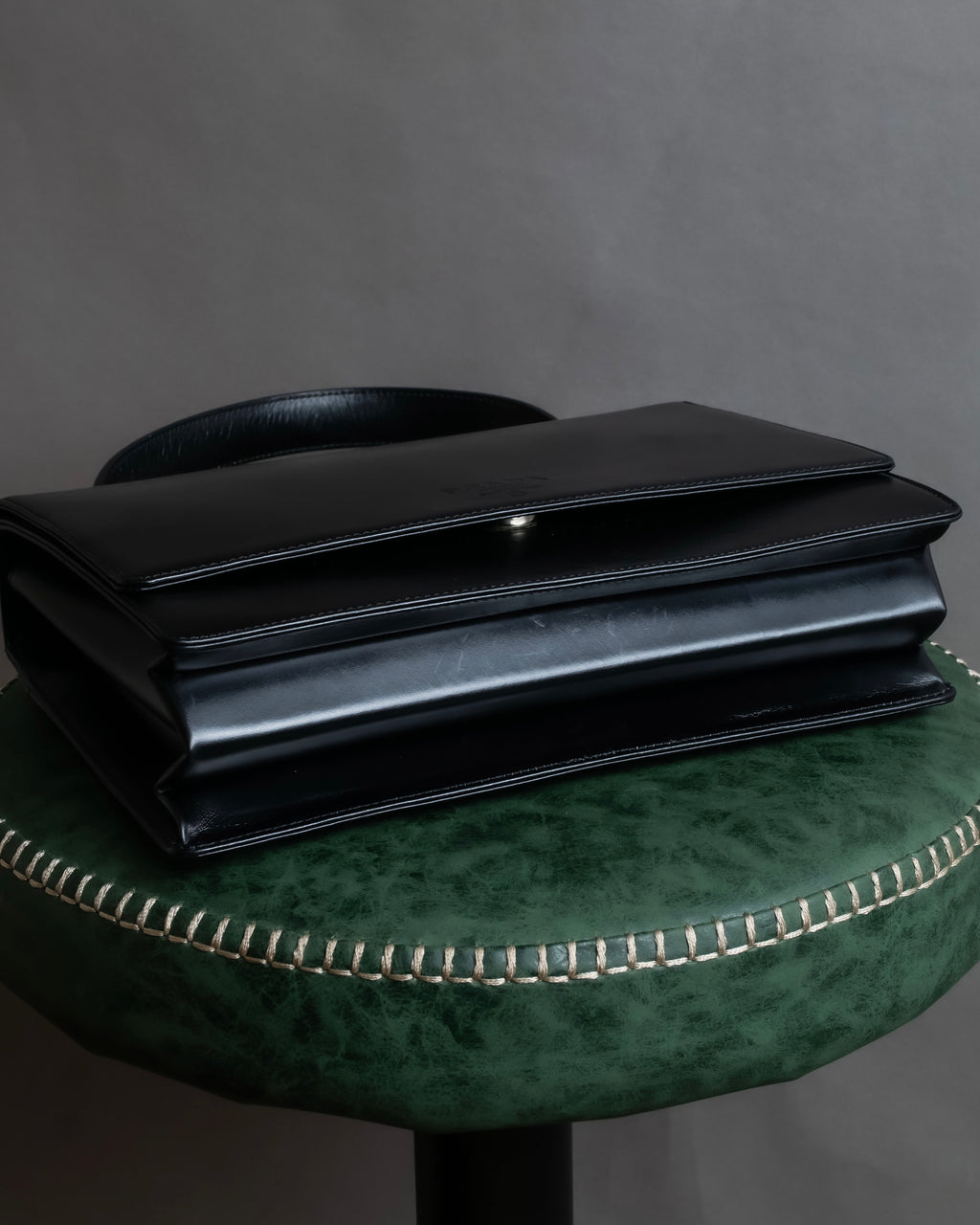 "PRADA" Structured top handle leather bag