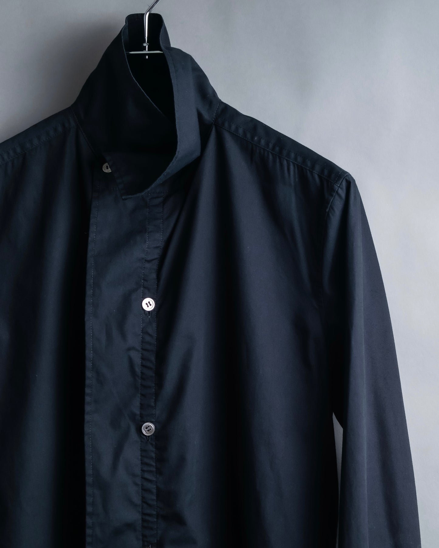 "Y's" Stand & regular collar cotton shirt