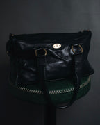 "CELINE" Leather double-pocket ring-hardware shoulder bag
