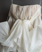 "GIANFRANCO FERRE" Frilled organza pannier docking design pleated dress