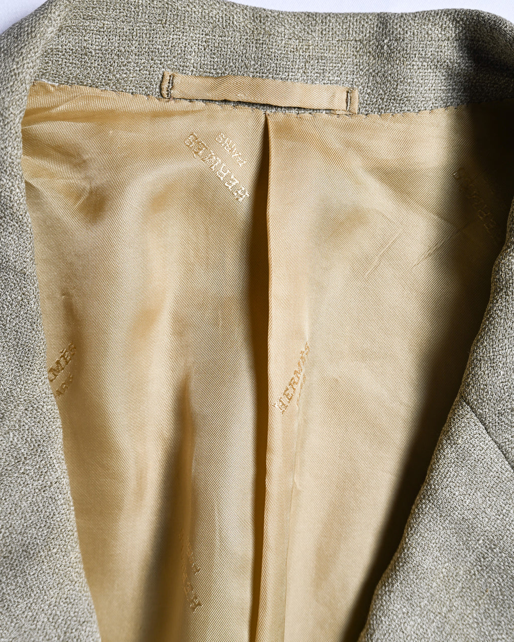 HERMES/ Pure Linen Oversized Single Breasted Tailored Jacket Beige