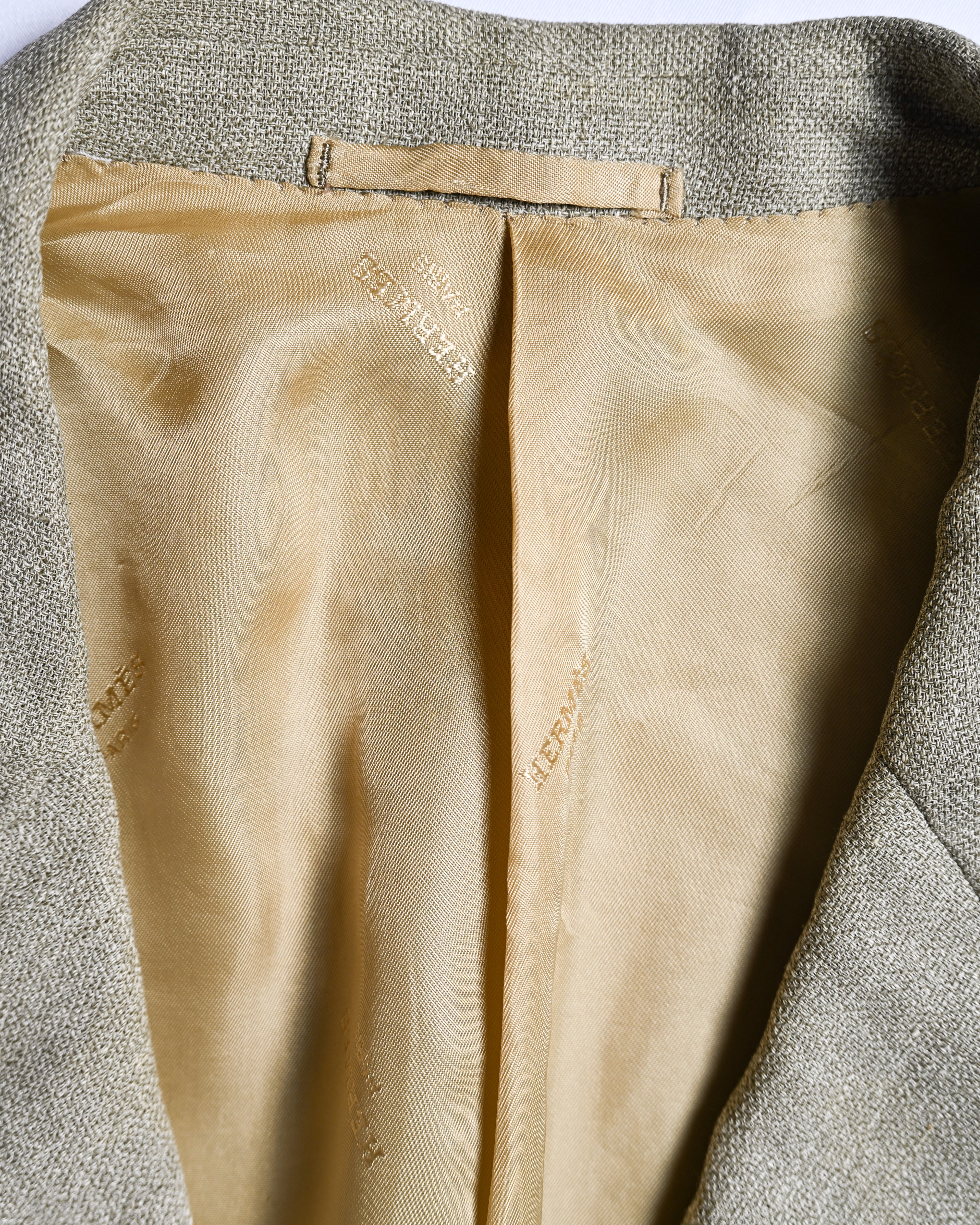 HERMES/ Pure Linen Oversized Single Breasted Tailored Jacket Beige