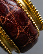 "LOEWE" Leather combination half moon gold bangle