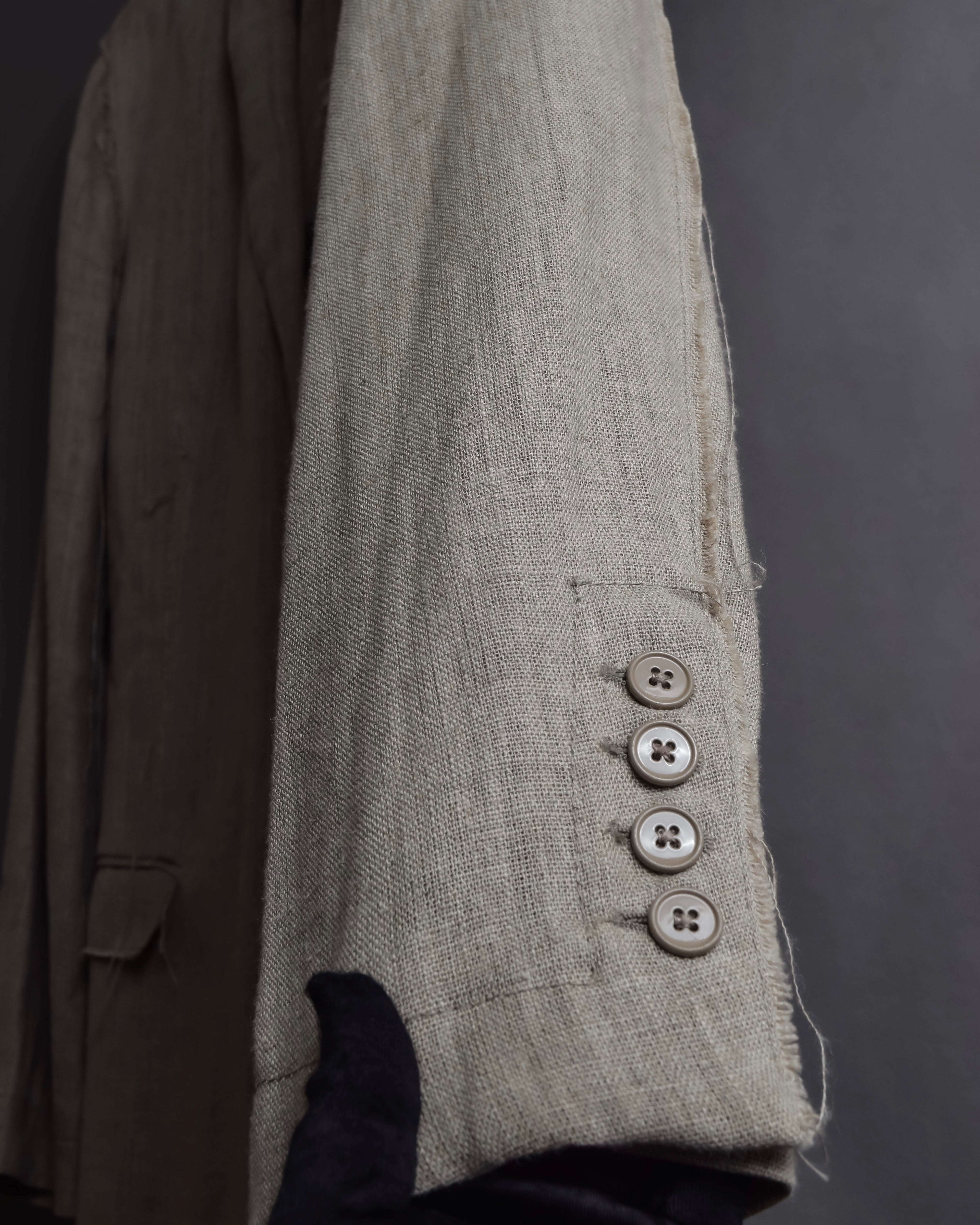 "Dolce & Gabbana" Raw edge frayed linen tailored jacket