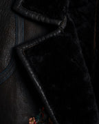 “KENZO” 80’s Folkloric shearling-lined leather long coat