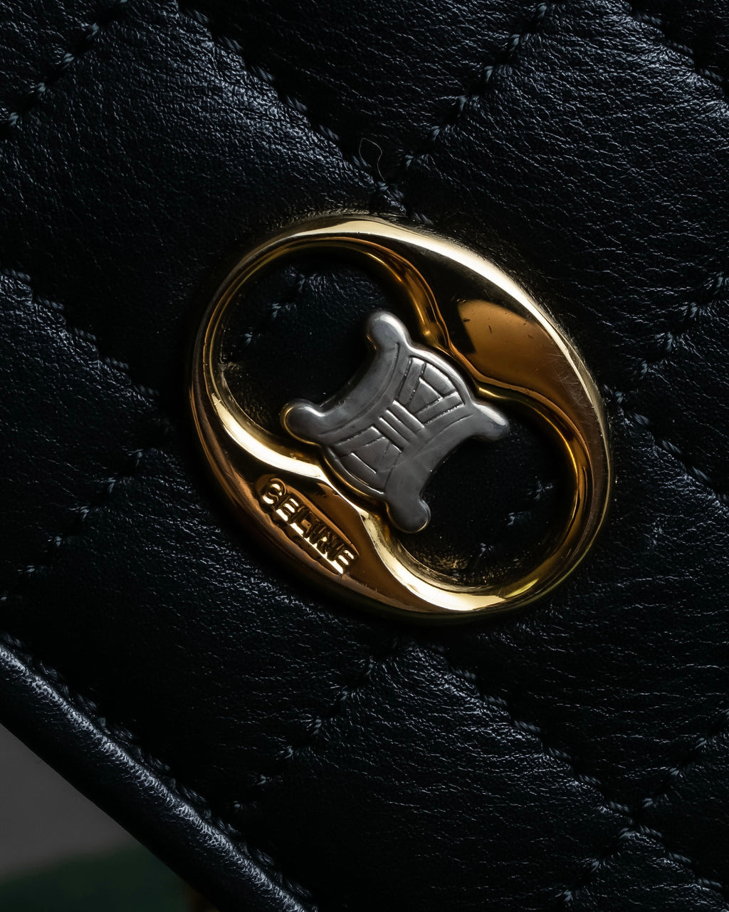 "CELINE" Triomphe logo quilted leather shoulder bag