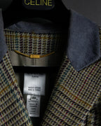 "CELINE" 90’s–00’s checked velvet collar coat