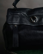 “YVES SAINT LAURENT” Late 2000s Muse Two grained leather flap hand bag