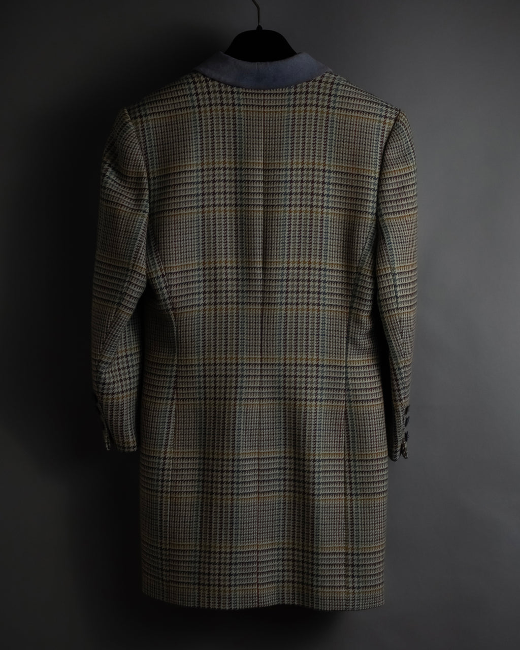 "CELINE" 90’s–00’s checked velvet collar coat