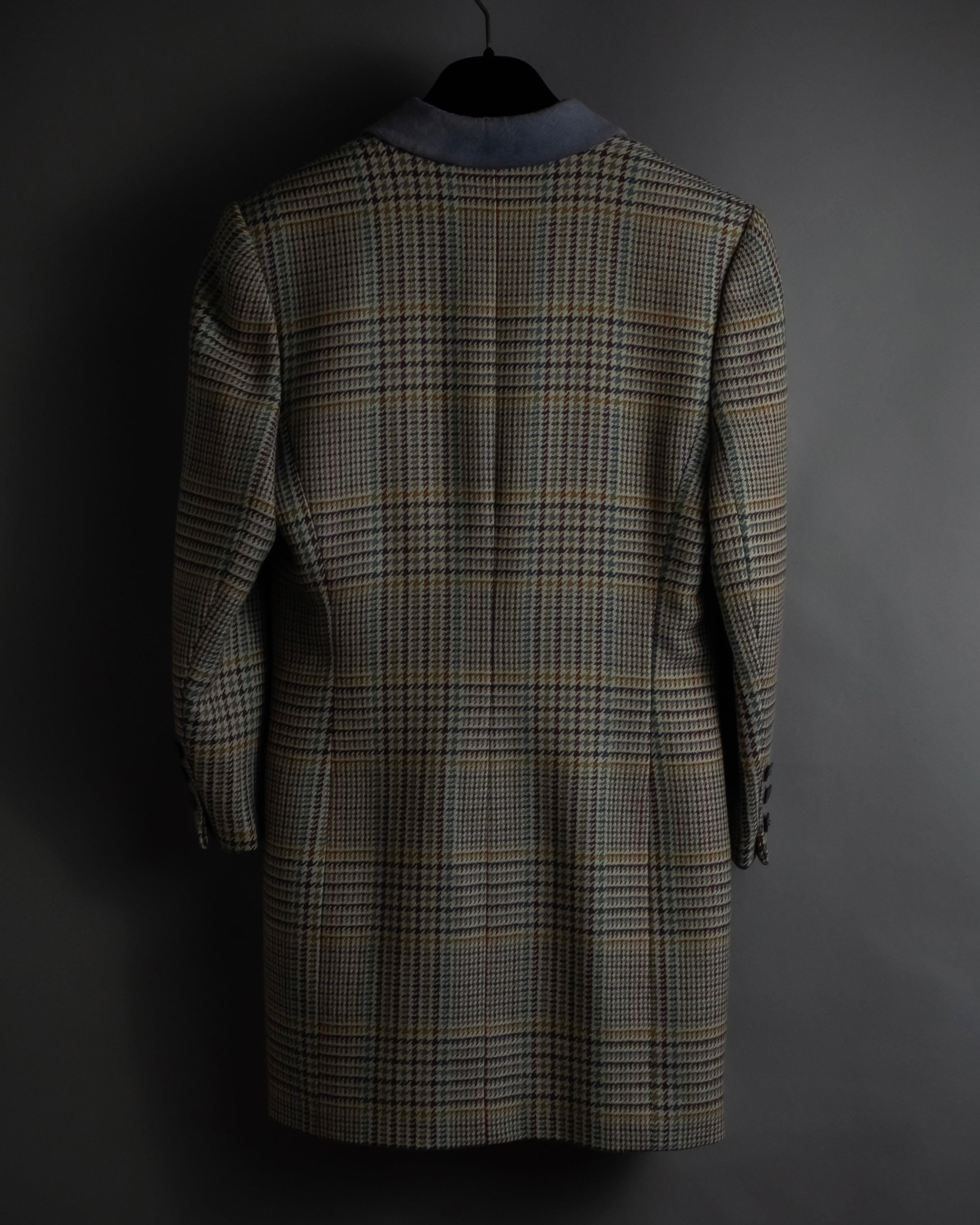 "CELINE" 90’s–00’s checked velvet collar coat