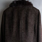 Vintage blue fox fur docking alpaca blend long coat