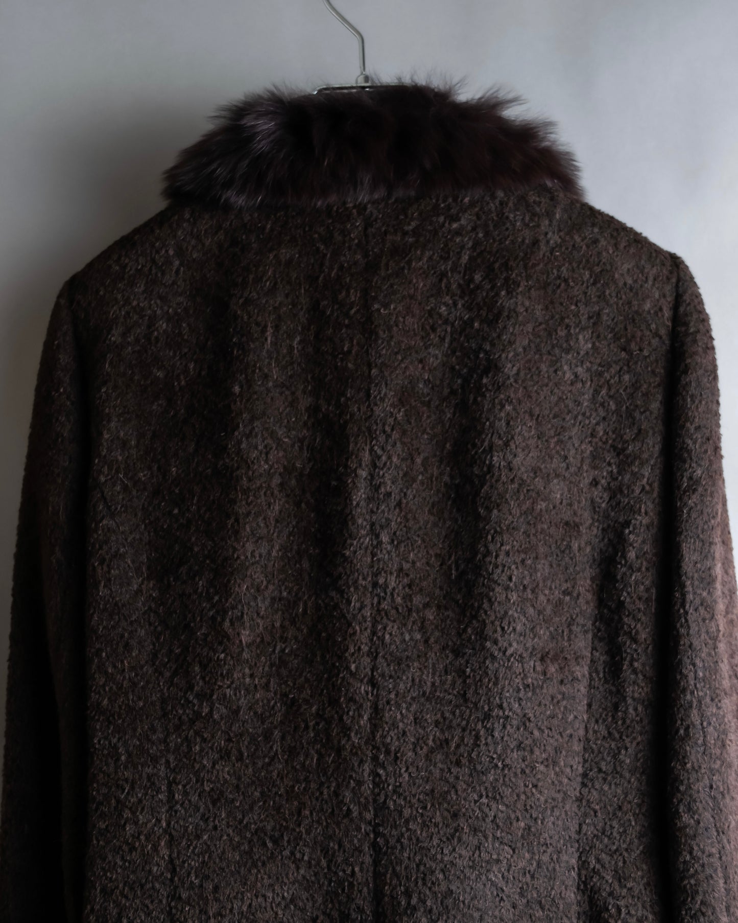 Vintage blue fox fur docking alpaca blend long coat