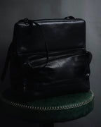 –SPECIAL– "ANN DEMEULEMEESTER" 2010-2013 Transformable roll-top vitello leather bag