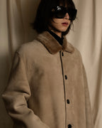 -SPECIAL- "LOEWE" 90's-10's Fur collar cordero lambskin long coat