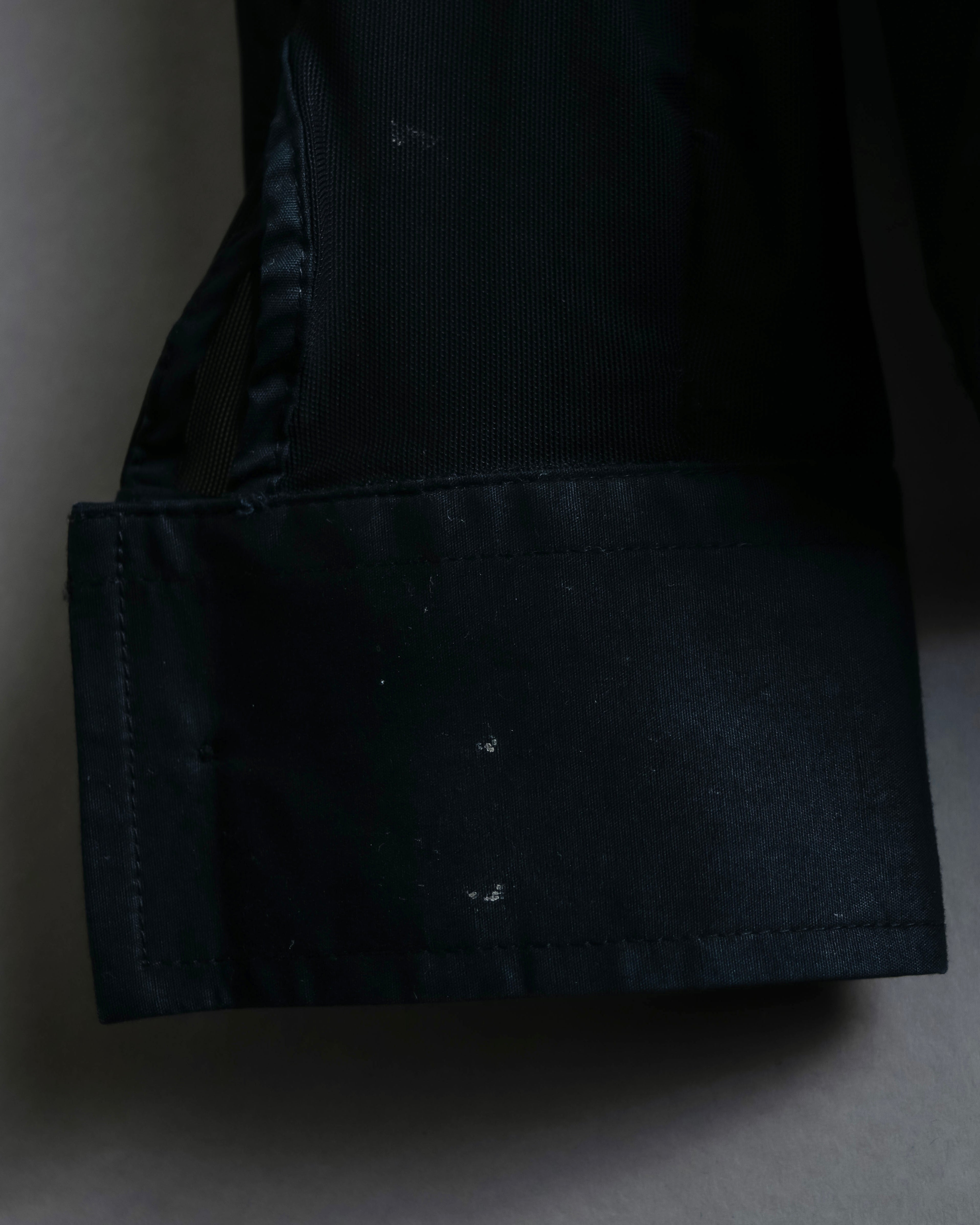 Vintage double zip ribbon flower design sheer jacket