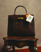 -SPECIAL- "CRISTIAN FLORENCE" 90's-00's Classic crocodile embossed leather structured top handle bag