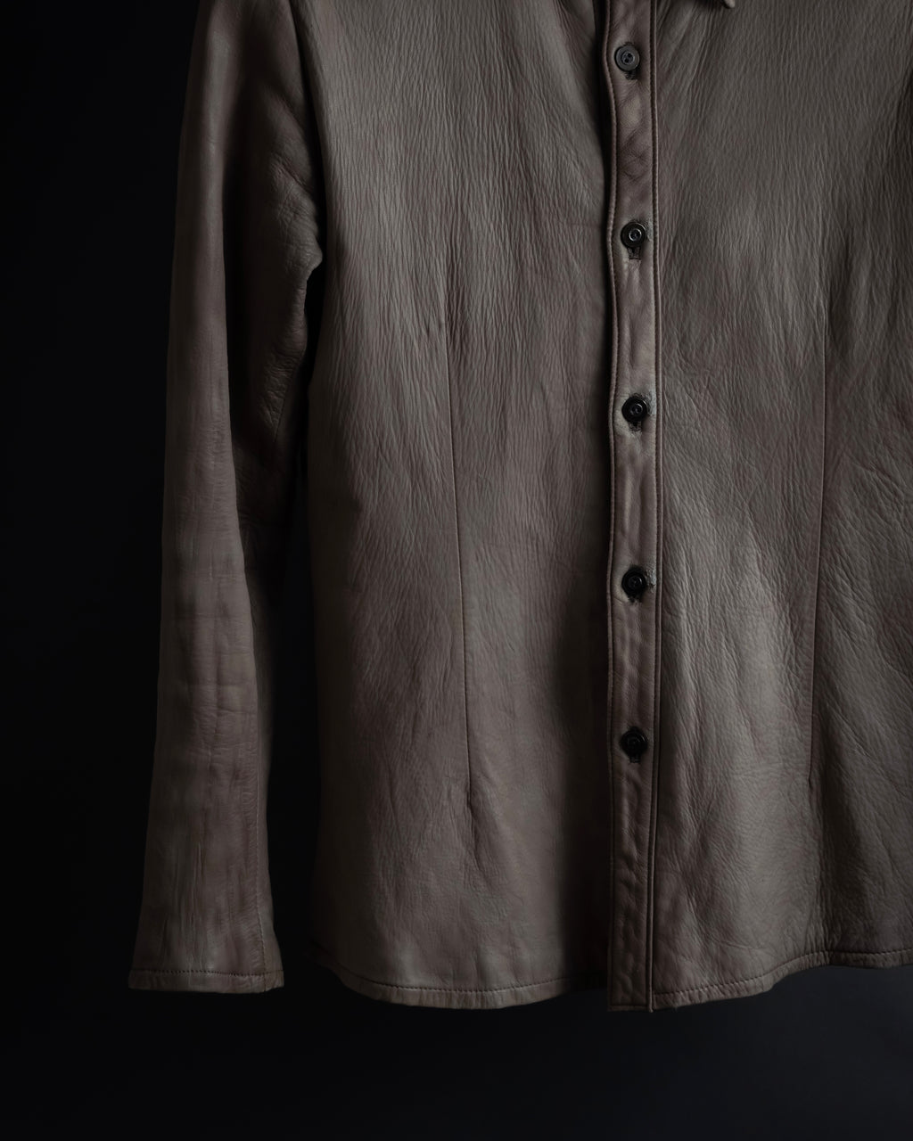 "ISAMU KATAYAMA" Dart-shaped deer leather shirt jacket