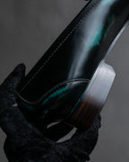 "BOTTEGA VENETA" Gradient emerald color leather loafers