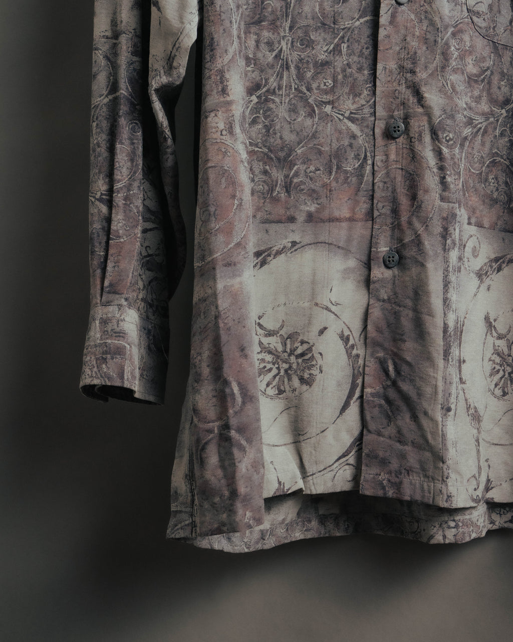 "Christian Dior" 80's-90's Draped rayon patterned shirt