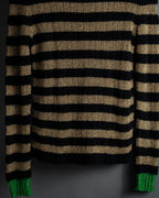 "GUCCI" 17-18aw striped lurex emblem knit sweater